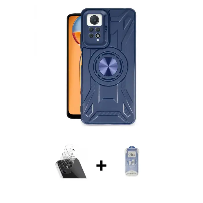 ieg™ Redmi Note 12 Pro 4G Kılıf Nova Yansıma Prime - Siyah Joko Magic 5D Cam + Kamera Lens Koruma Cam - SF