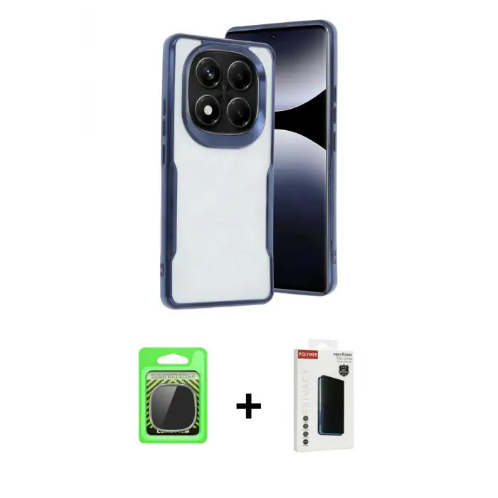 ieg™ Redmi Note 14 Pro Plus Kılıf Akış Çizgi Koleksiyonu - Siyah Hayalet Polymer Nano Ekran Koruyucu + Raze Metal Kamera Lens - GS