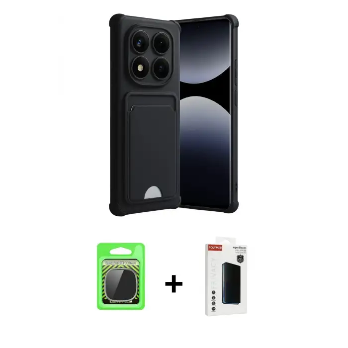 ieg™ Redmi Note 14 Pro Plus Kılıf Vadi Çizgi Prime - Siyah Hayalet Polymer Nano Ekran Koruyucu + Raze Metal Kamera Lens - GS