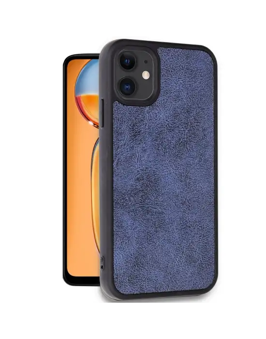 Apple İphone 11 Kılıf Aras Deri Kapak - Lacivert