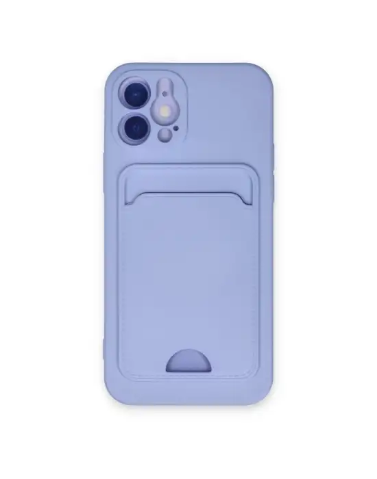 Apple İphone 12 Kılıf Kelvin Kartvizitli Silikon - Lila