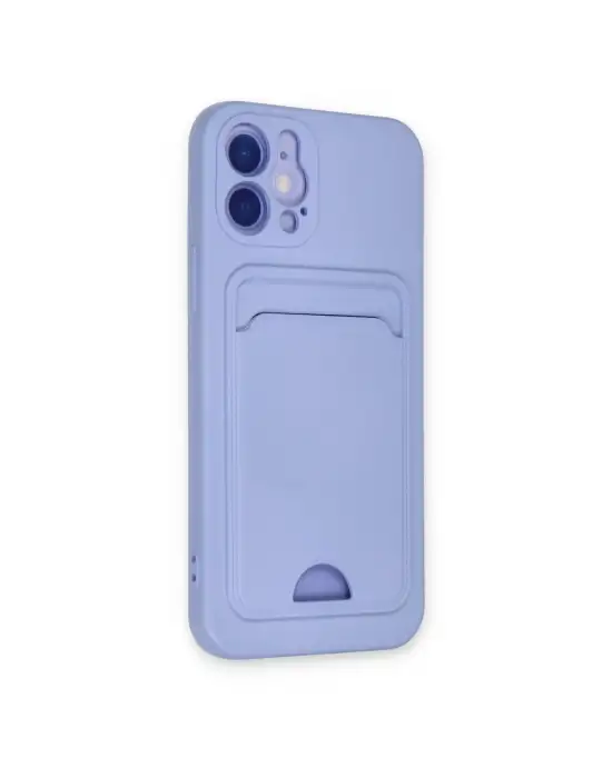 Apple İphone 12 Kılıf Kelvin Kartvizitli Silikon - Lila