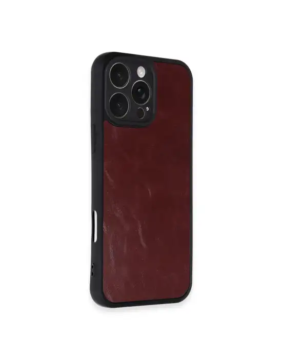 Apple İphone 16 Pro Max Kılıf Aras Deri Kapak - Bordo
