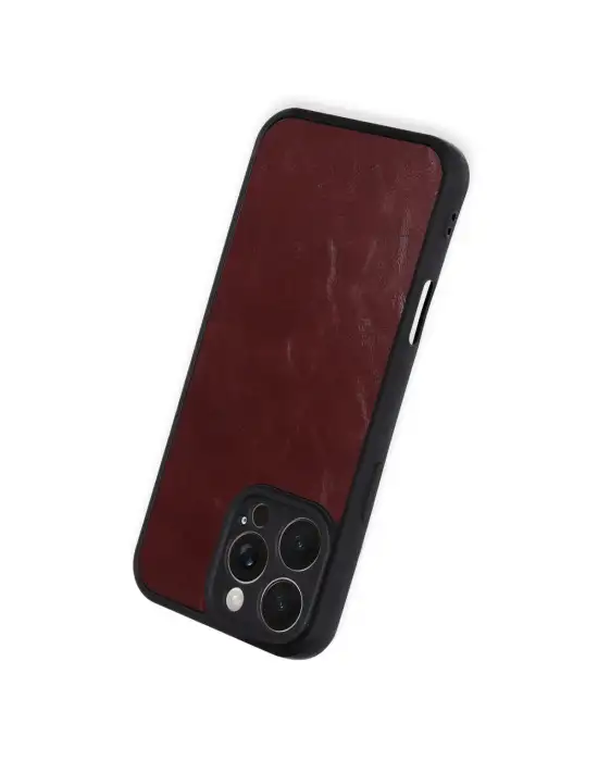 Apple İphone 16 Pro Max Kılıf Aras Deri Kapak - Bordo