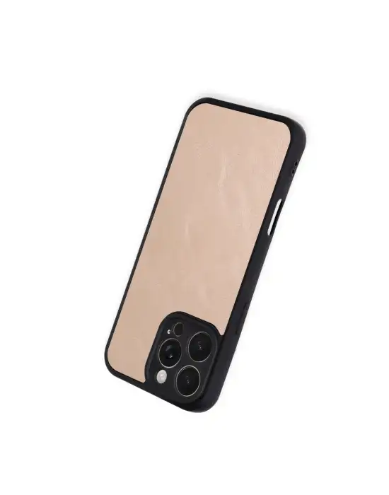 Apple İphone 16 Pro Max Kılıf Aras Deri Kapak - Pudra