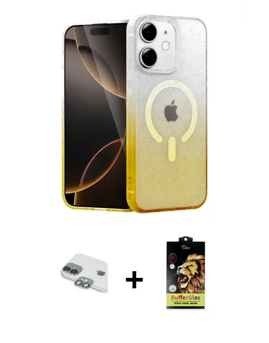 ieg™ iPhone 11 Kılıf Eksen Minimal Özel Seri - Siyah Buffer Cam Ekran Koruyucu + Pers Alüminyum Kamera Lens - YL