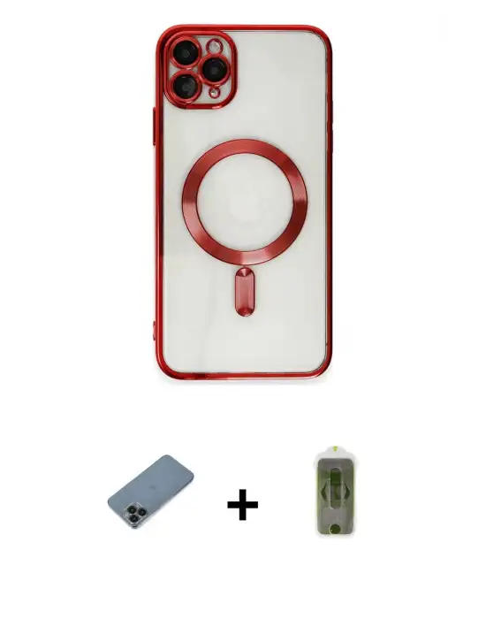 ieg™ iPhone 11 Pro Max Kılıf Nova Işık Özel Seri - Siyah Joko Magic 5D Hayalet Cam + Shine Kamera Lens Koruma Cam - SH