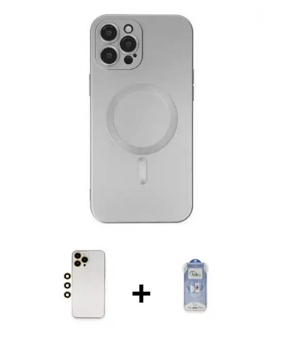 ieg™ iPhone 12 Pro Max Kılıf Akış Minimal Özel Seri - Siyah Joko Magic 5D Cam + Shine Kamera Lens - GD