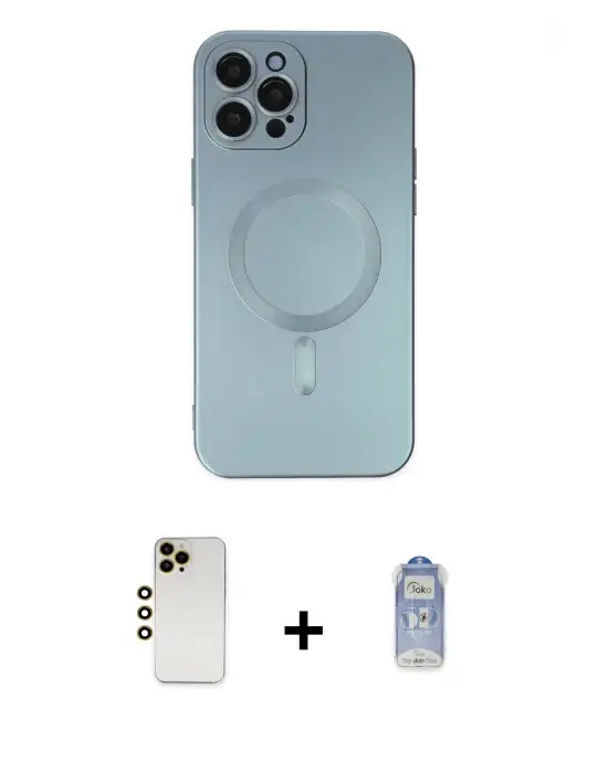 ieg™ iPhone 12 Pro Max Kılıf Akış Minimal Özel Seri - Siyah Joko Magic 5D Cam + Shine Kamera Lens - GD