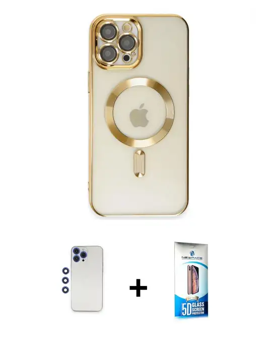 ieg™ iPhone 12 Pro Max Kılıf Nova Işık Özel Seri - Siyah 5D Eko Cam Ekran Koruyucu + Shine Kamera Lens - LT