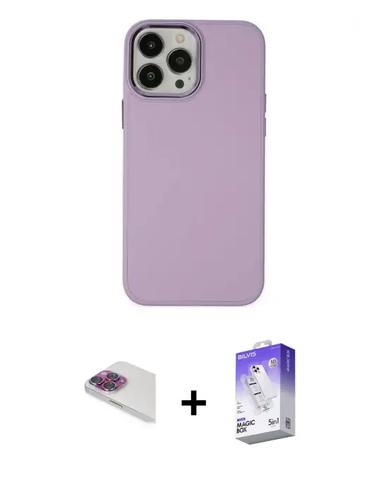 ieg™ iPhone 13 Pro Max Kılıf Çekirdek Çizgi - Siyah Bilvis 5in1 3D Magic Cam Ekran Koruyucu + Pers Alüminyum Kamera Lens - GI