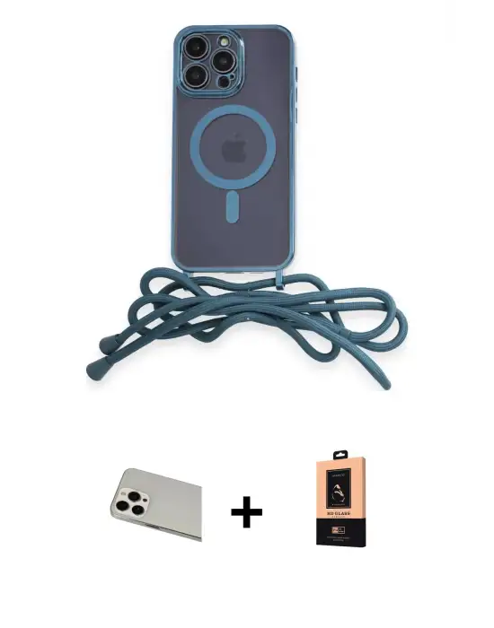 ieg™ iPhone 13 Pro Max Kılıf Eksen Özel Seri - Şeffaf Maxco Cam Ekran Koruyucu + Rainbow Kamera Lens Koruma Cam - BZ