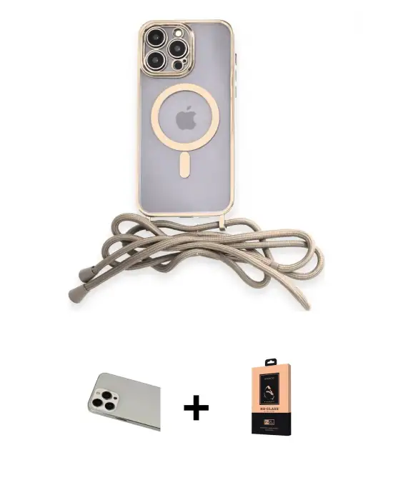 ieg™ iPhone 13 Pro Max Kılıf Eksen Özel Seri - Şeffaf Maxco Cam Ekran Koruyucu + Rainbow Kamera Lens Koruma Cam - BZ