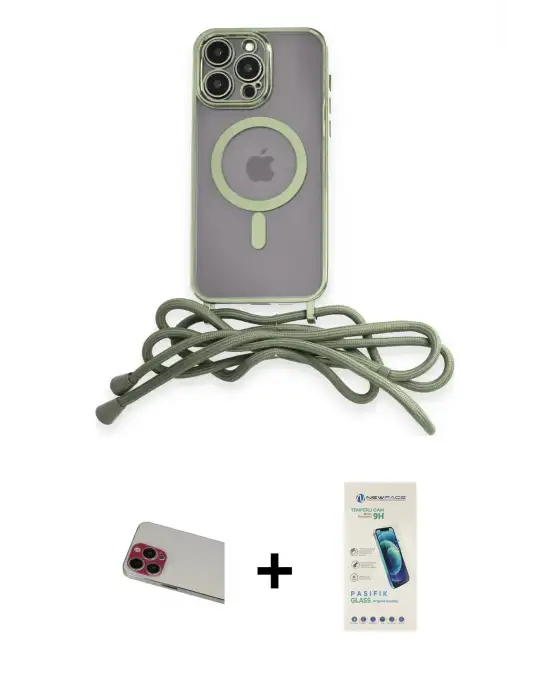 ieg™ iPhone 13 Pro Max Kılıf Eksen Özel Seri - Şeffaf Pasifik Cam Ekran Koruyucu + Rainbow Kamera Lens Koruma Cam - KI