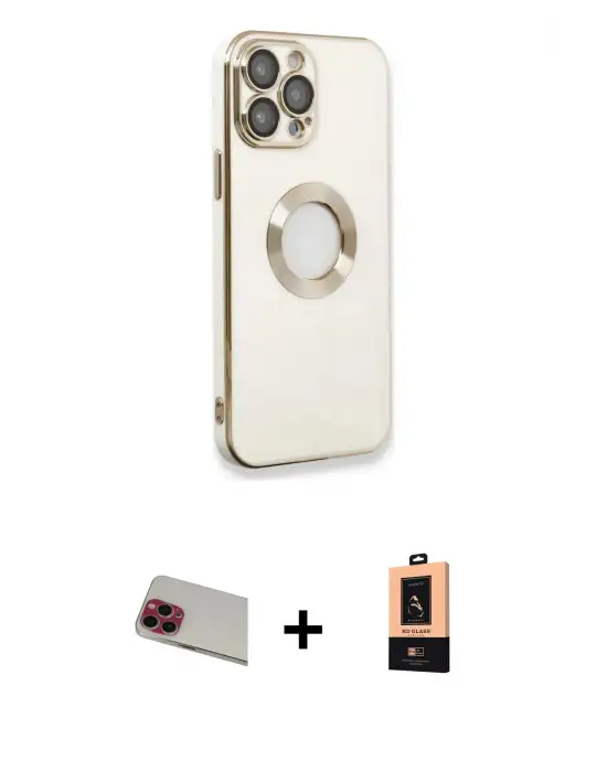 ieg™ iPhone 13 Pro Max Kılıf İz Form Serisi - Şeffaf Maxco Cam Ekran Koruyucu + Rainbow Kamera Lens Koruma Cam - KI