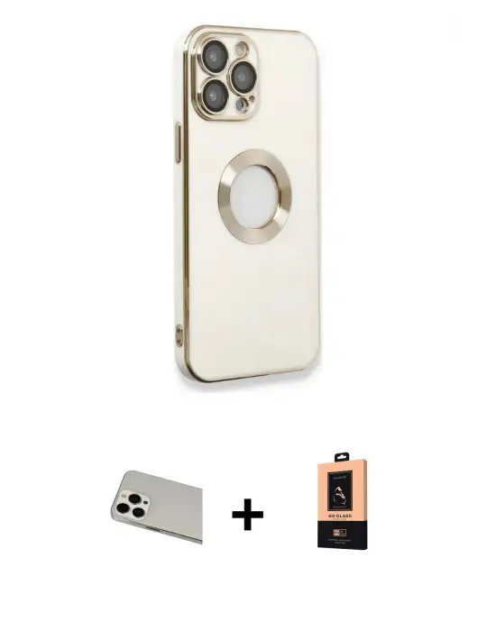 ieg™ iPhone 13 Pro Max Kılıf İz Form Serisi - Şeffaf Maxco Cam Ekran Koruyucu + Rainbow Kamera Lens Koruma Cam - BZ
