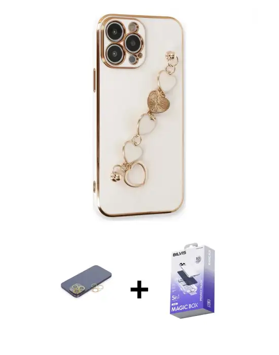 ieg™ iPhone 13 Pro Max Kılıf Nova Işık Prime - Siyah Bilvis 5in1 5D Magic Hayalet Cam Ekran Koruyucu + Renkli Kamera Lens Koruma Cam - SI