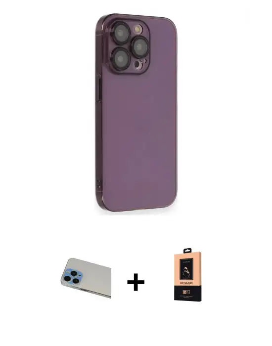 ieg™ iPhone 13 Pro Max Kılıf Siluet Minimal Özel Seri - Şeffaf Maxco Cam Ekran Koruyucu + Rainbow Kamera Lens Koruma Cam - MI