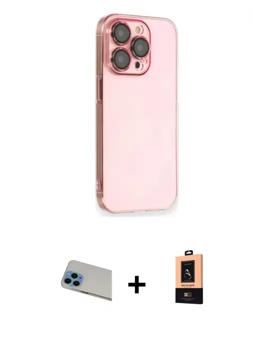 ieg™ iPhone 13 Pro Max Kılıf Siluet Minimal Özel Seri - Şeffaf Maxco Cam Ekran Koruyucu + Rainbow Kamera Lens Koruma Cam - MI