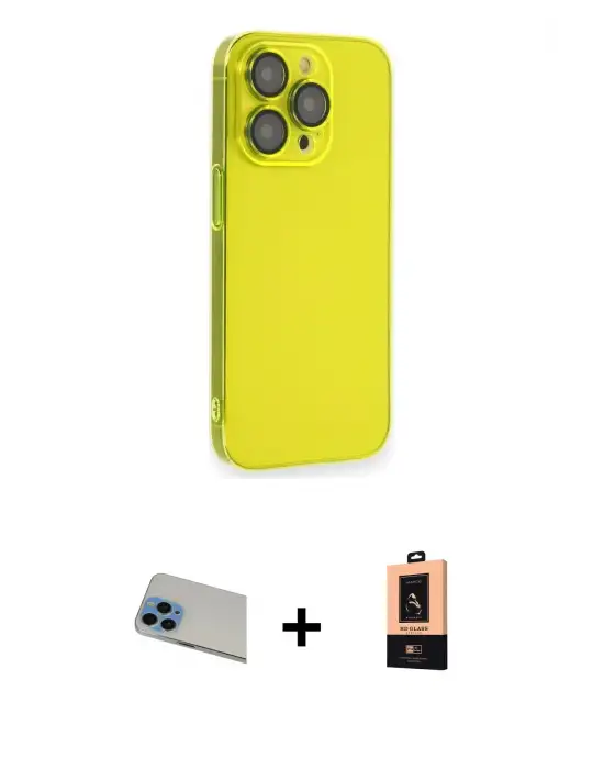 ieg™ iPhone 13 Pro Max Kılıf Siluet Minimal Özel Seri - Şeffaf Maxco Cam Ekran Koruyucu + Rainbow Kamera Lens Koruma Cam - MI