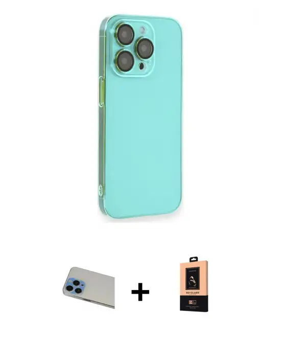 ieg™ iPhone 13 Pro Max Kılıf Siluet Minimal Özel Seri - Şeffaf Maxco Cam Ekran Koruyucu + Rainbow Kamera Lens Koruma Cam - MI