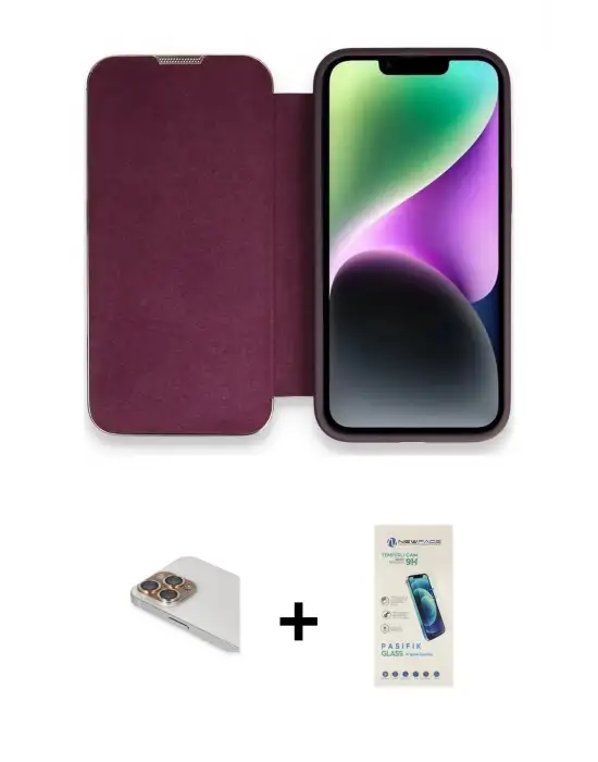 ieg™ iPhone 13 Pro Max Kılıf Siluet Minimal Serisi - Şeffaf Pasifik Cam Ekran Koruyucu + Pers Alüminyum Kamera Lens - GD