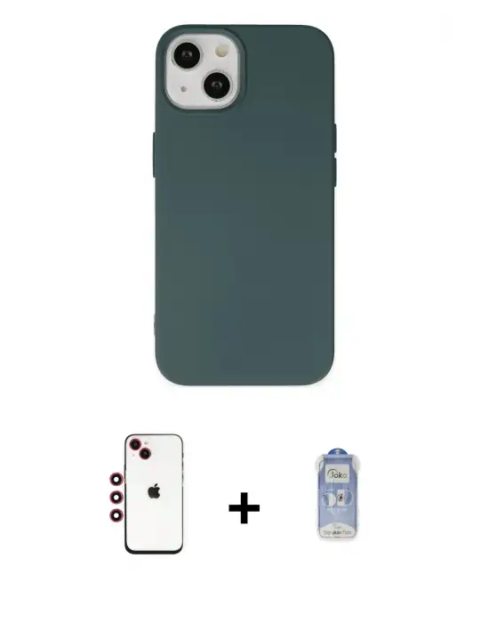 ieg™ iPhone 14 Kılıf Ahenk Serisi - Siyah Joko Magic 5D Cam + Shine Kamera Lens - KI