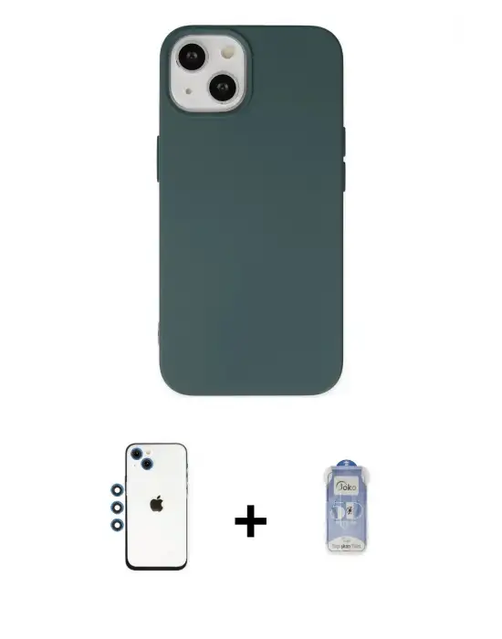 ieg™ iPhone 14 Kılıf Ahenk Serisi - Siyah Joko Magic 5D Cam + Shine Kamera Lens - MI