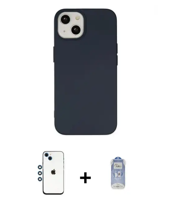 ieg™ iPhone 14 Kılıf Ahenk Serisi - Siyah Joko Magic 5D Cam + Shine Kamera Lens - MI