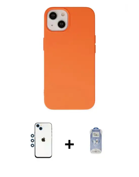 ieg™ iPhone 14 Kılıf Ahenk Serisi - Siyah Joko Magic 5D Cam + Shine Kamera Lens - MI