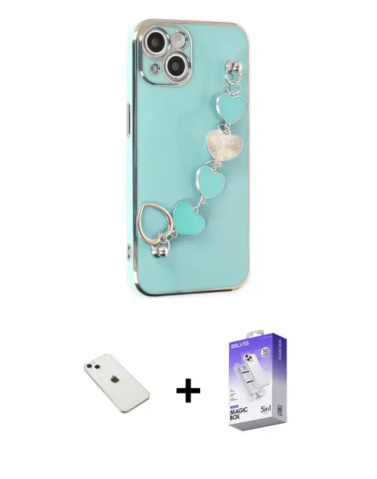 ieg™ iPhone 14 Kılıf Nova Işık Prime - Siyah Bilvis 5in1 3D Magic Cam Ekran Koruyucu + Diamond Kamera Lens - PE