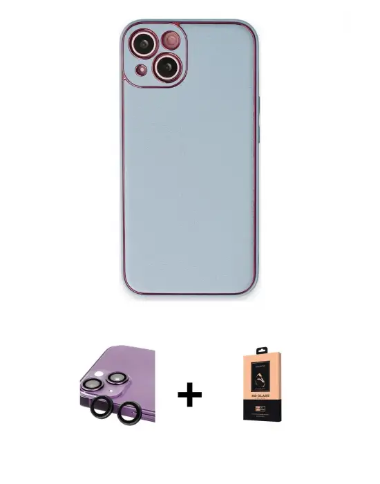 ieg™ iPhone 14 Plus Kılıf Yadigar Klasik - Şeffaf Maxco Cam Ekran Koruyucu + Raze Metal Kamera Lens - SH