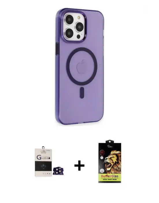 ieg™ iPhone 14 Pro Max Kılıf Kıvılcım Asil Özel Seri - Siyah Buffer Cam Ekran Koruyucu + Bilvis Titan Kamera Lens - SH
