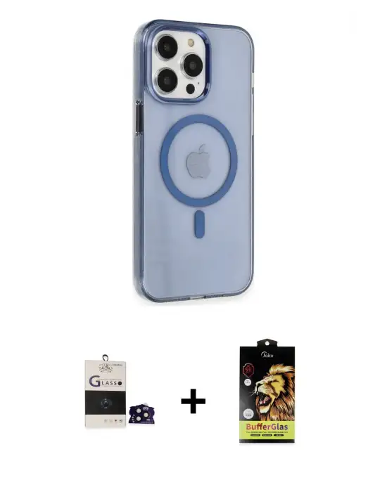 ieg™ iPhone 14 Pro Max Kılıf Kıvılcım Asil Özel Seri - Siyah Buffer Cam Ekran Koruyucu + Bilvis Titan Kamera Lens - SH