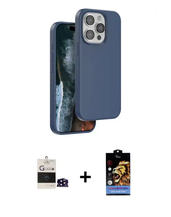 ieg™ iPhone 14 Pro Max Kılıf Kıvılcım Çizgi Serisi - Siyah Buffer Hayalet Cam Ekran Koruyucu + Bilvis Titan Kamera Lens - SH