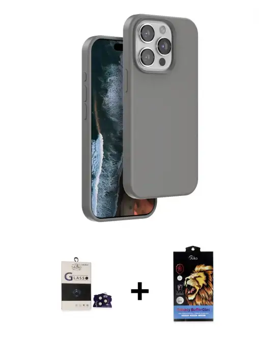 ieg™ iPhone 14 Pro Max Kılıf Kıvılcım Çizgi Serisi - Siyah Buffer Hayalet Cam Ekran Koruyucu + Bilvis Titan Kamera Lens - SH