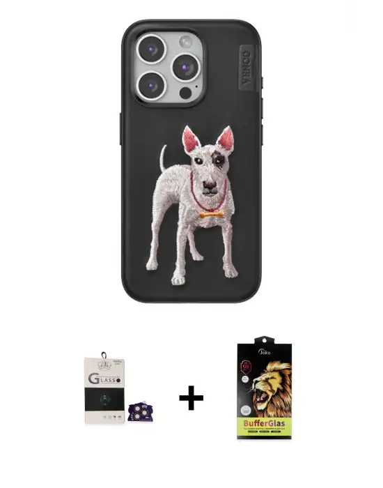 ieg™ iPhone 14 Pro Max Kılıf Nova Form Koleksiyonu - Siyah Buffer Cam Ekran Koruyucu + Bilvis Titan Kamera Lens - GD