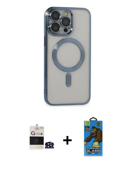 ieg™ iPhone 14 Pro Max Kılıf Nova Işık Özel Seri - Siyah 18D Cam Ekran Koruyucu + Bilvis Titan Kamera Lens - DNMR