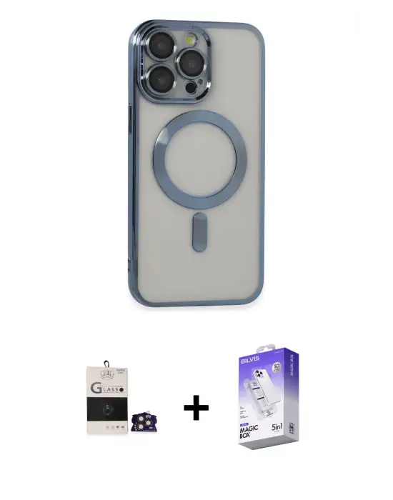 ieg™ iPhone 14 Pro Max Kılıf Nova Işık Özel Seri - Siyah Bilvis 5in1 3D Magic Cam Ekran Koruyucu + Bilvis Titan Kamera Lens - GD