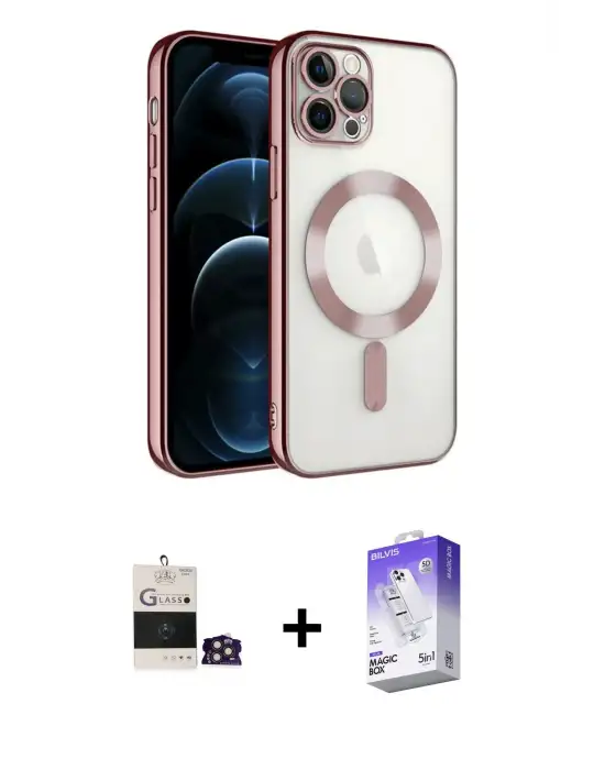 ieg™ iPhone 14 Pro Max Kılıf Nova Işık Özel Seri - Siyah Bilvis 5in1 3D Magic Cam Ekran Koruyucu + Bilvis Titan Kamera Lens - GD