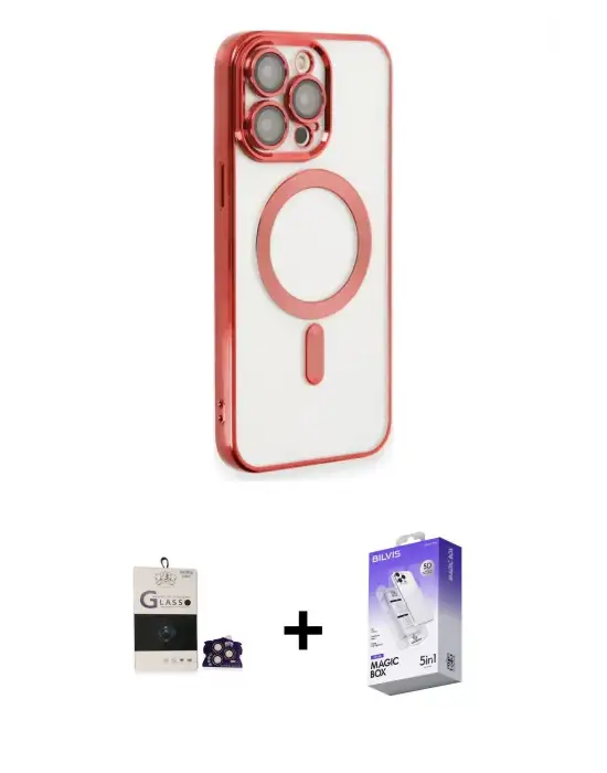 ieg™ iPhone 14 Pro Max Kılıf Nova Işık Özel Seri - Siyah Bilvis 5in1 3D Magic Cam Ekran Koruyucu + Bilvis Titan Kamera Lens - GD