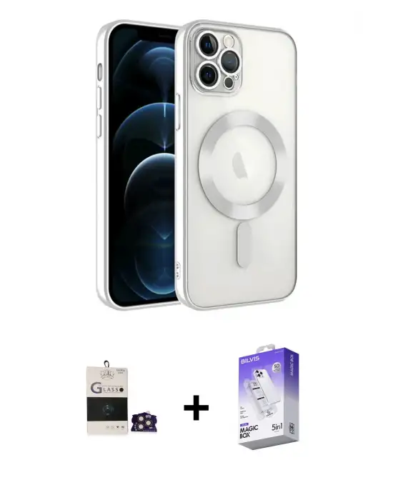 ieg™ iPhone 14 Pro Max Kılıf Nova Işık Özel Seri - Siyah Bilvis 5in1 3D Magic Cam Ekran Koruyucu + Bilvis Titan Kamera Lens - GD