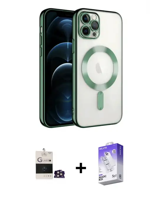 ieg™ iPhone 14 Pro Max Kılıf Nova Işık Özel Seri - Siyah Bilvis 5in1 3D Magic Cam Ekran Koruyucu + Bilvis Titan Kamera Lens - GD