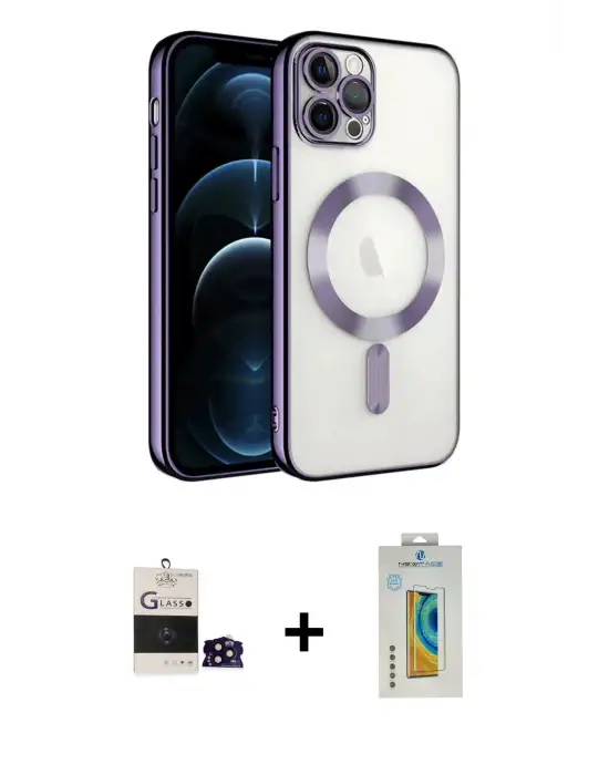 ieg™ iPhone 14 Pro Max Kılıf Nova Işık Özel Seri - Siyah Polymer Nano Ekran Koruyucu + Bilvis Titan Kamera Lens - SH