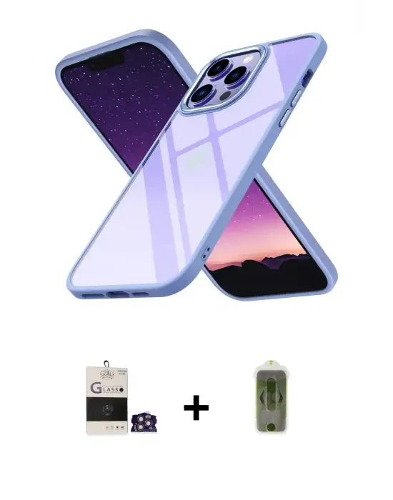 ieg™ iPhone 14 Pro Max Kılıf Nova Işık Serisi - Siyah Joko Magic 5D Hayalet Cam + Bilvis Titan Kamera Lens - GS