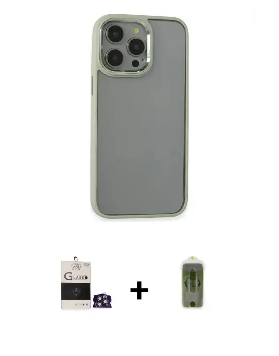 ieg™ iPhone 14 Pro Max Kılıf Nova Işık Serisi - Siyah Joko Magic 5D Hayalet Cam + Bilvis Titan Kamera Lens - GS