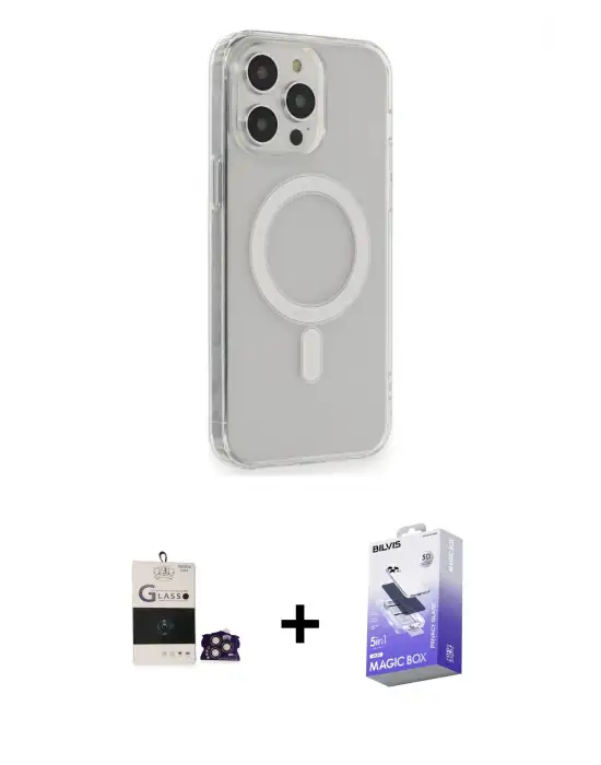 ieg™ iPhone 14 Pro Max Kılıf Pusula Çizgi Koleksiyonu - Siyah Bilvis 5in1 5D Magic Hayalet Cam Ekran Koruyucu + Bilvis Titan Kamera Lens - GD