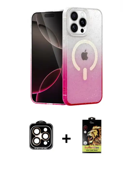 ieg™ iPhone 15 Pro Max Kılıf Eksen Minimal Özel Seri - Siyah Buffer Cam Ekran Koruyucu + PVD Metal Kamera Lens - TU