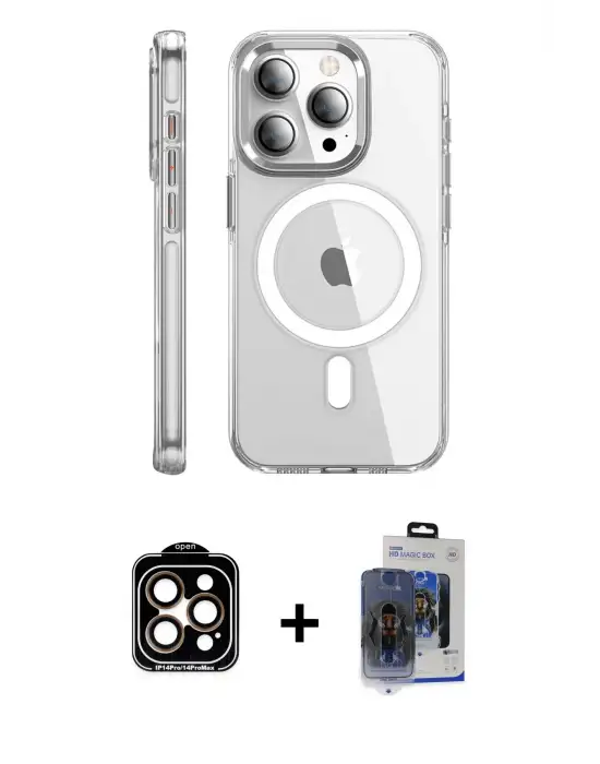 ieg™ iPhone 15 Pro Max Kılıf Nova Doku - Siyah Vanessa Magic Cam + PVD Metal Kamera Lens - TU