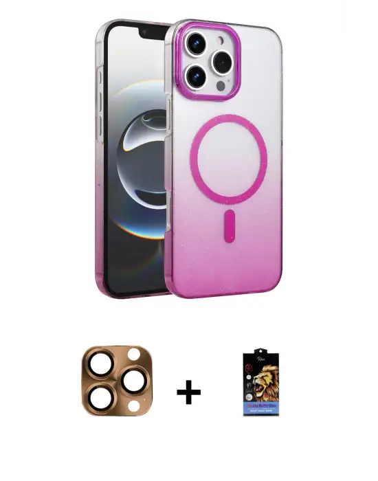 ieg™ iPhone 16 Pro Max Kılıf Ahenk Doku Özel Seri - Siyah Buffer Hayalet Cam Ekran Koruyucu + Pers Alüminyum Kamera Lens - CLTM